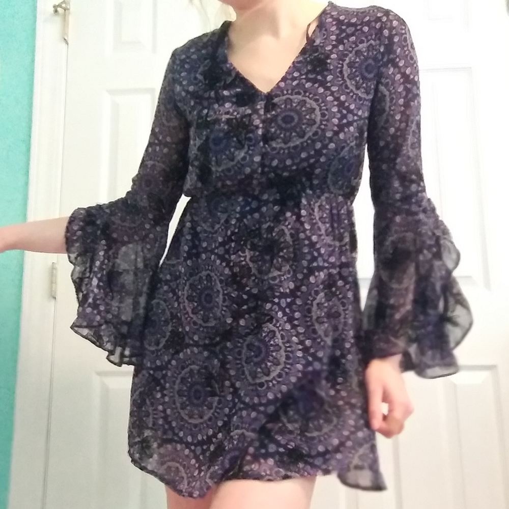 Blue Rain Navy Paisley Flowy Gypsy Hippie dress